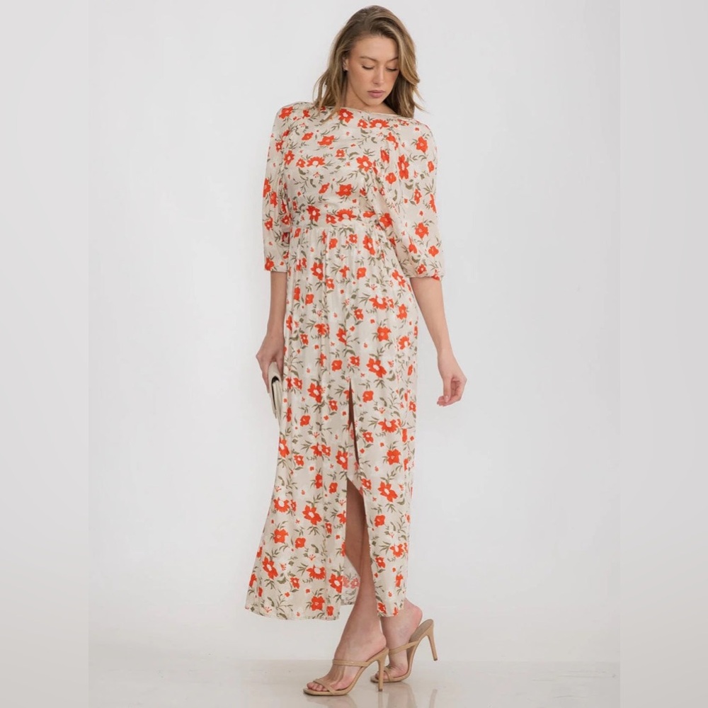 OPEN BACK FLORAL MAXI DRESS